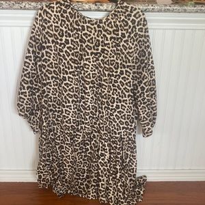 H&M leopard print balloon sleeve dress Large
